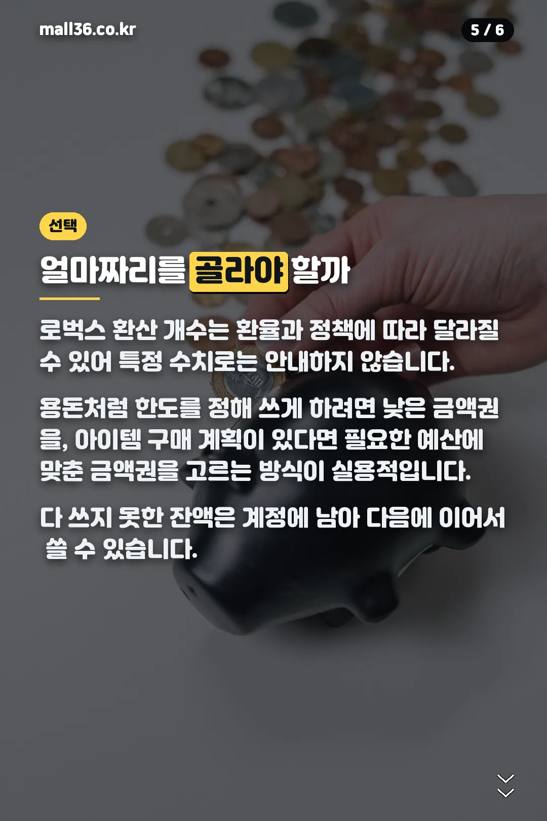 금액권 선택 기준